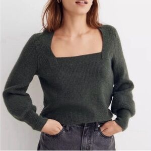 Madewell Melwood Square-neck Dark Green Sweater